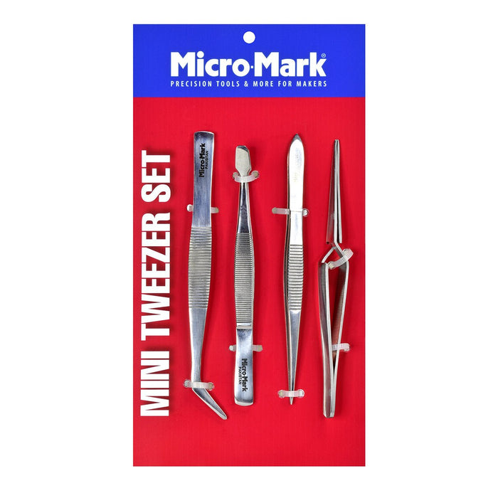 4-piece Stainless Steel Mini Tweezer Set