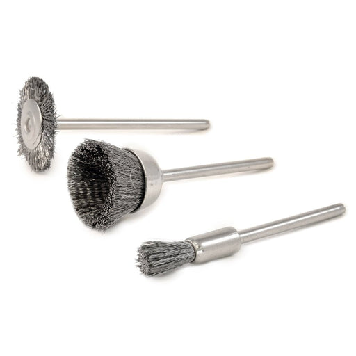 MicroLux Wire Brushes, Set of 3, 3/32" Shanks