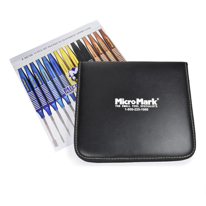 15 PC. Assortment “Premier Elite” Titanium-Plated Chisel and Gouge Set by Micro-Mark