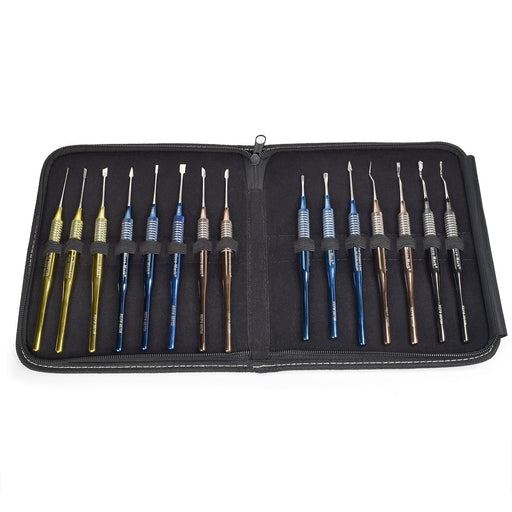 15 PC. Assortment “Premier Elite” Titanium-Plated Chisel and Gouge Set by Micro-Mark