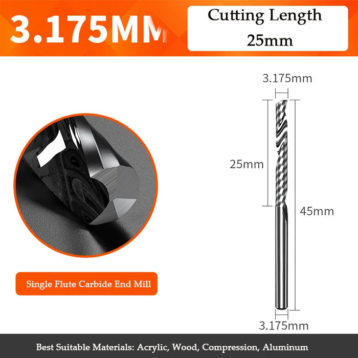 5A carbide single flute inch end mill for woodworking tools aluminum cutting tool cnc milling cutter Wood milling cutter