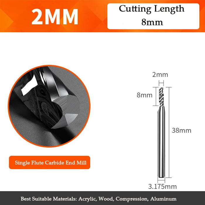 5A carbide single flute inch end mill for woodworking tools aluminum cutting tool cnc milling cutter Wood milling cutter
