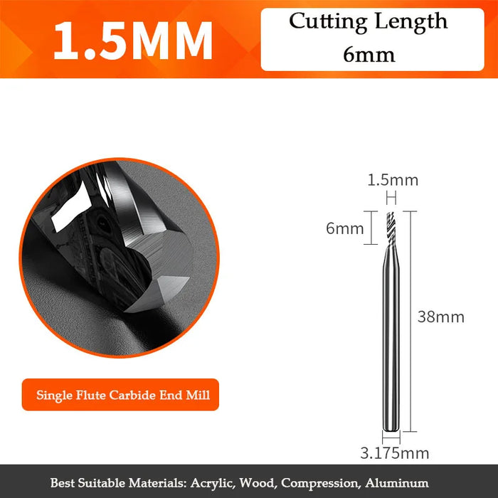 5A carbide single flute inch end mill for woodworking tools aluminum cutting tool cnc milling cutter Wood milling cutter