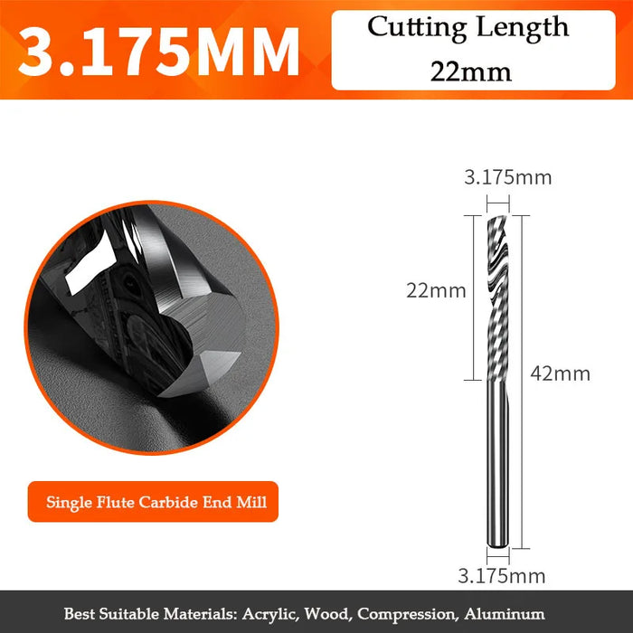 5A carbide single flute inch end mill for woodworking tools aluminum cutting tool cnc milling cutter Wood milling cutter