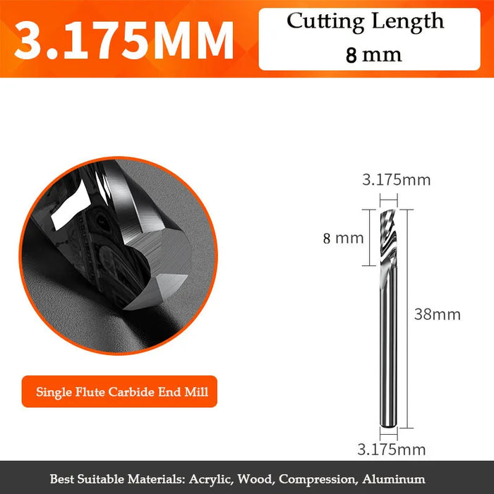 5A carbide single flute inch end mill for woodworking tools aluminum cutting tool cnc milling cutter Wood milling cutter