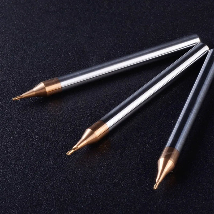 HRC60 0.2-0.9mm 2 Flute Micro Flat Ball nose End Mill 4mm Shank Tungsten Carbide CNC Router Bit TiCN Coated Mini Milling Cutter