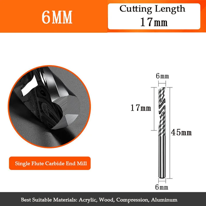 5A carbide single flute inch end mill for woodworking tools aluminum cutting tool cnc milling cutter Wood milling cutter
