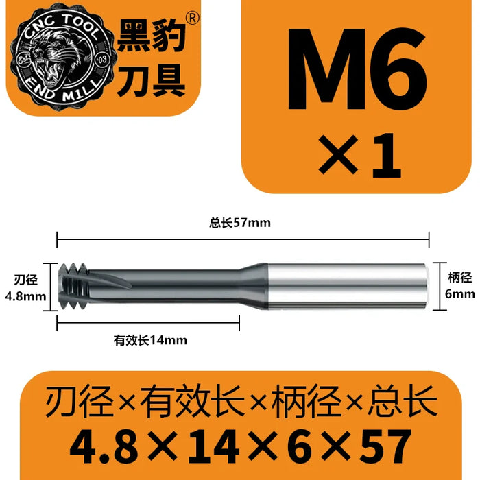 Tungsten Carbide Single Tooth Spiral Milling Cutter 60degree CNC Tool Thread End Mill Router Bits M3 M4 M5 M6 M8 M10
