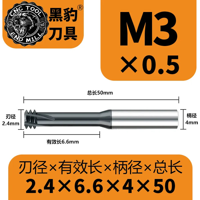 Tungsten Carbide Single Tooth Spiral Milling Cutter 60degree CNC Tool Thread End Mill Router Bits M3 M4 M5 M6 M8 M10