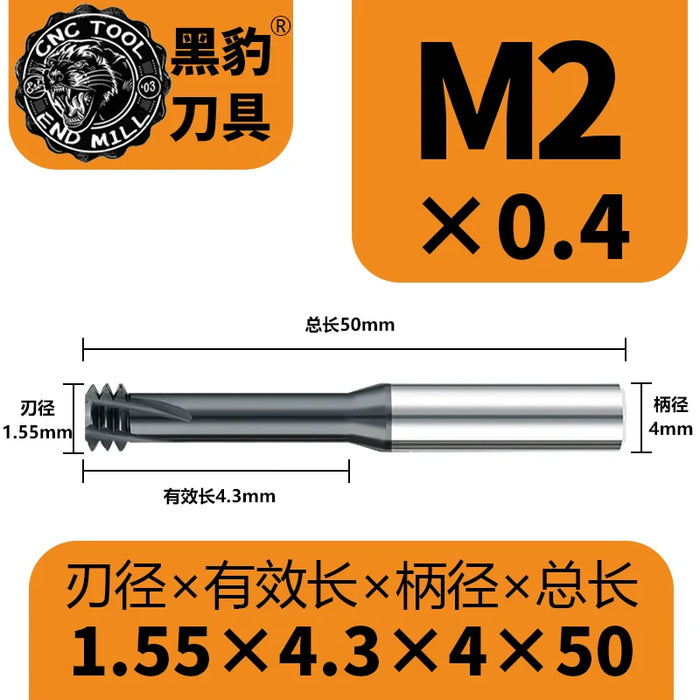Tungsten Carbide Single Tooth Spiral Milling Cutter 60degree CNC Tool Thread End Mill Router Bits M3 M4 M5 M6 M8 M10