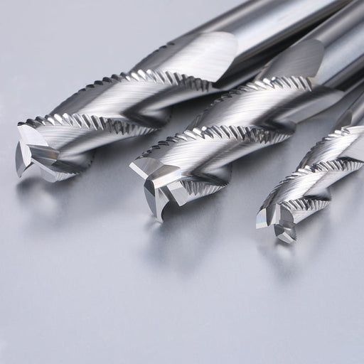 Roughing End Mill HRC55 Solid Carbide 3 Flutes 4 Teeth for Aluminum Iron MDF Fiberglass Acrylic Wood Copper Plastic