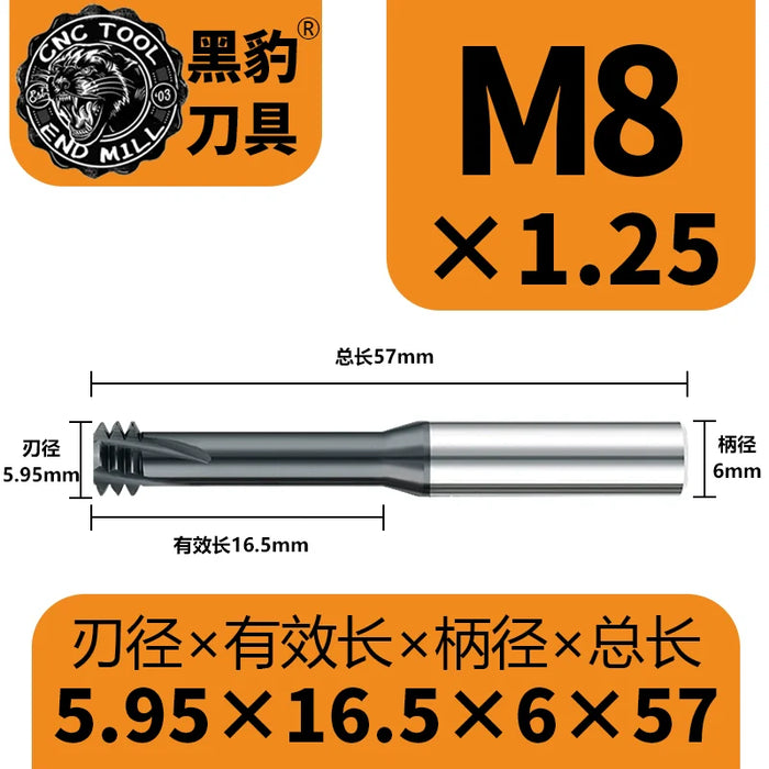 Tungsten Carbide Single Tooth Spiral Milling Cutter 60degree CNC Tool Thread End Mill Router Bits M3 M4 M5 M6 M8 M10