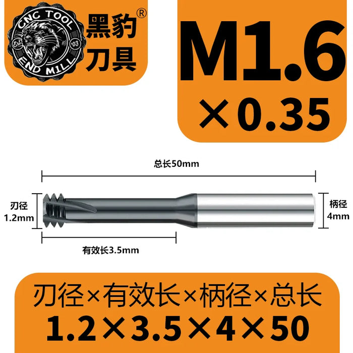 Tungsten Carbide Single Tooth Spiral Milling Cutter 60degree CNC Tool Thread End Mill Router Bits M3 M4 M5 M6 M8 M10