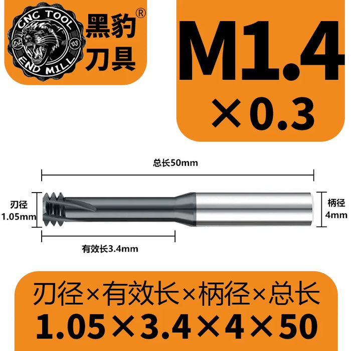 Tungsten Carbide Single Tooth Spiral Milling Cutter 60degree CNC Tool Thread End Mill Router Bits M3 M4 M5 M6 M8 M10