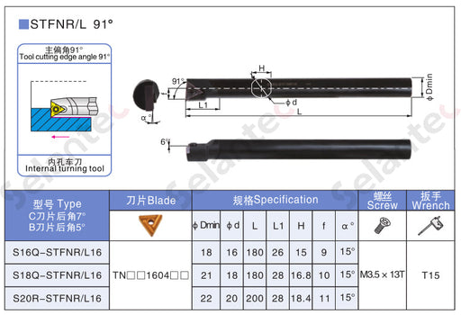 Lathe Turning Holder  S16Q/S18Q/S20R-STFNR16
