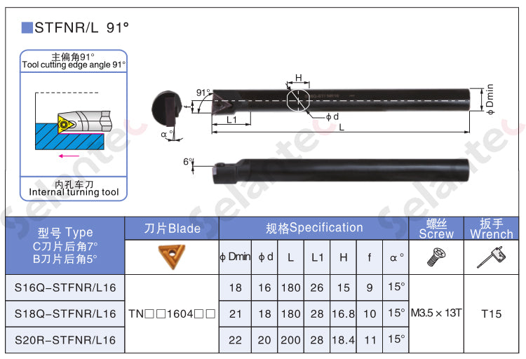 Lathe Turning Holder  S16Q/S18Q/S20R-STFNR16