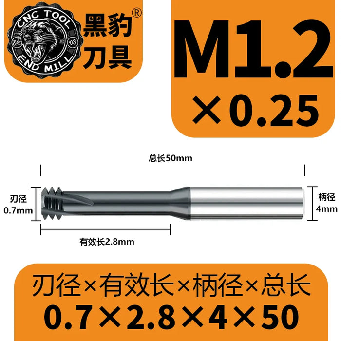 Tungsten Carbide Single Tooth Spiral Milling Cutter 60degree CNC Tool Thread End Mill Router Bits M3 M4 M5 M6 M8 M10