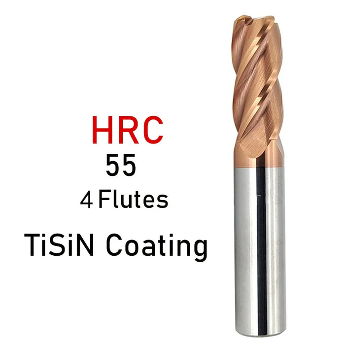 XUHAN Longth Corner Radius End Mill CNC R Bullnose Cutter Tungsten Carbide Steel Metal Router Tool 4 Flutes R0.5 R1 Surface Machining