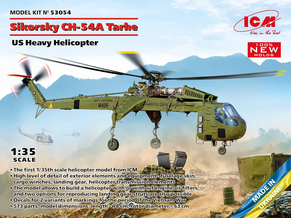 ICM Sikorsky CH-54A Tarhe U.S. Heavy Helicopter Plastic Model Kit, 1/35 Scale