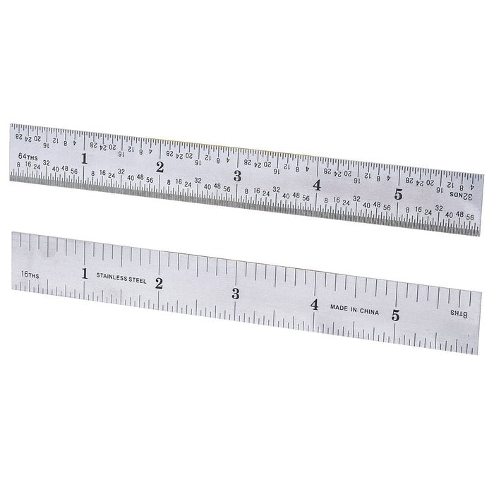 6 Inch Metal Ruler / Machinist's Scale 8th's, 16th's, 32nds & 64th's