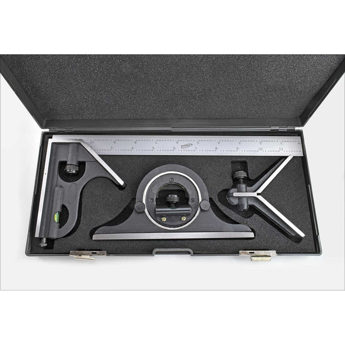 iGaging Precision 12" Combination Square with 3 Interchangeable Heads