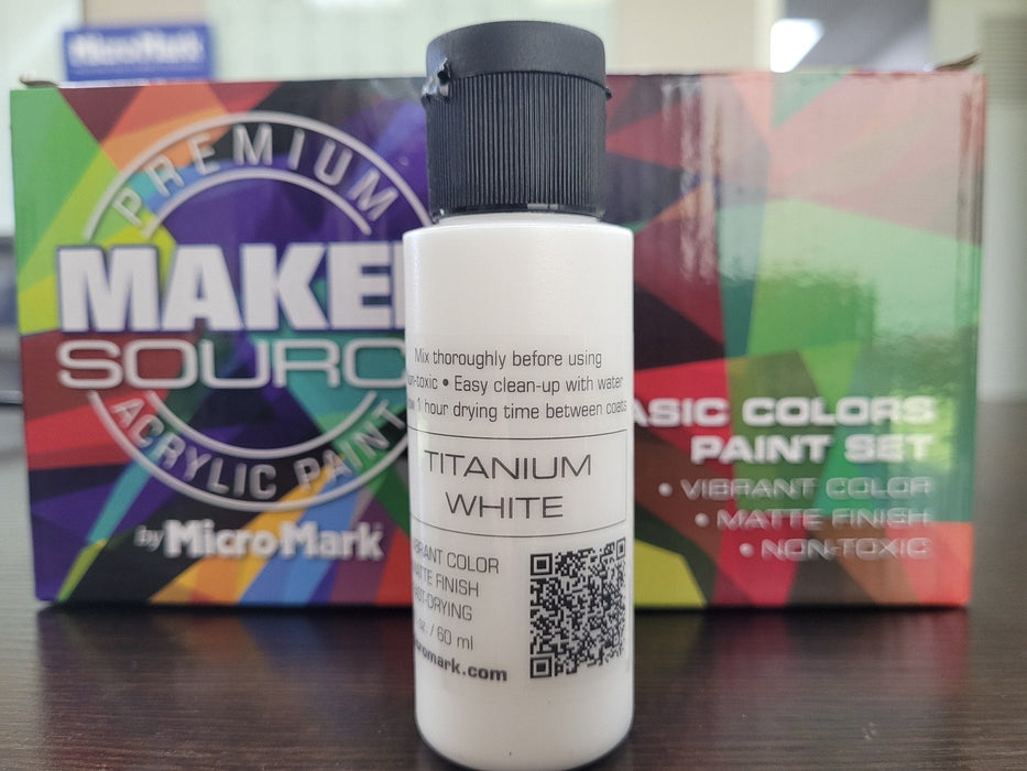 Makersource Acrylic Paint by Micro-Mark, Titanium White, 60ml