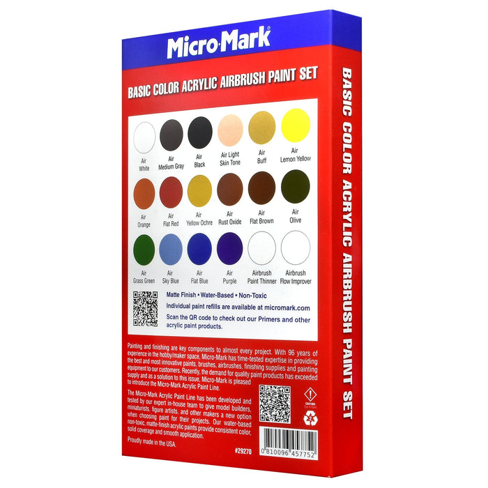 Micro-Mark Basic Color Acrylic Airbrush Paint Set