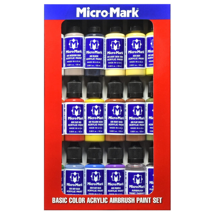 Micro-Mark Basic Color Acrylic Airbrush Paint Set