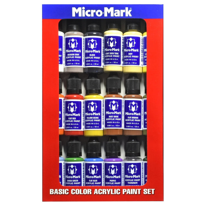 Micro-Mark Basic Color Acrylic Paint Set