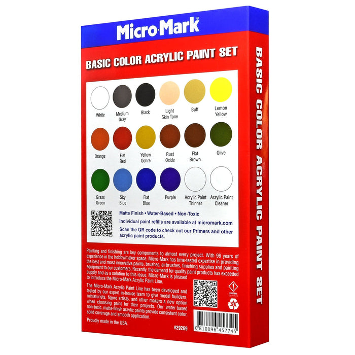 Micro-Mark Basic Color Acrylic Paint Set