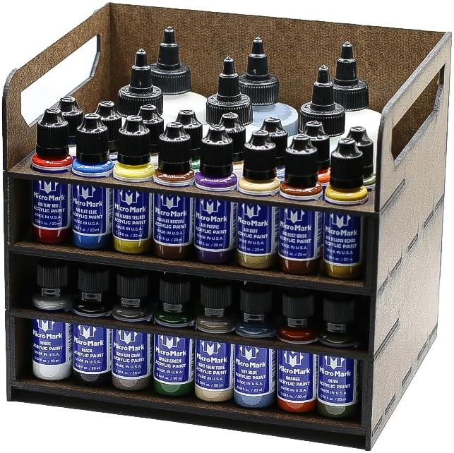 Micro-Mark Deluxe Acrylic Paint System with Portable Organizer Rack