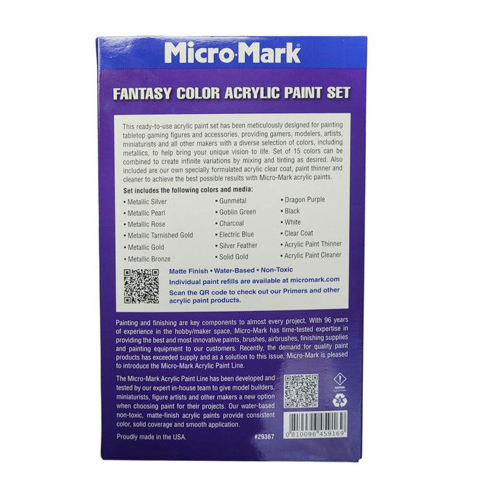 Micro-Mark Fantasy Color Acrylic Paint Set