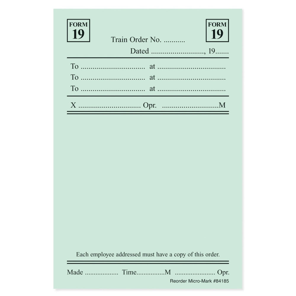Car Routing System Track Order Form 19 (Pkg. of 250)