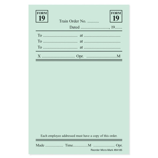 Car Routing System Track Order Form 19 (Pkg. of 250)