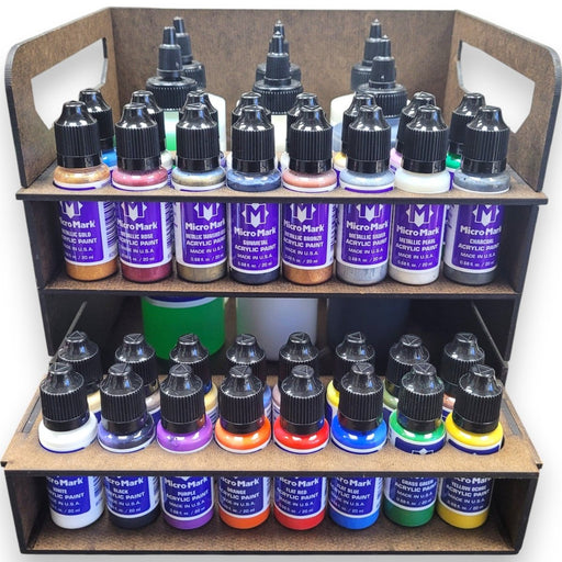 Micro-Mark Gaming Set Acrylic Paint System with Portable Organizer Rack