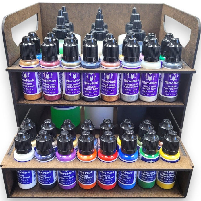 Micro-Mark Gaming Set Acrylic Paint System with Portable Organizer Rack