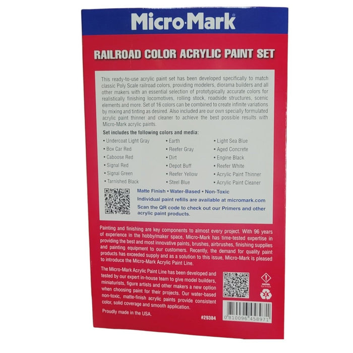 Micro-Mark Railroad Model Color Acrylic Paint Set