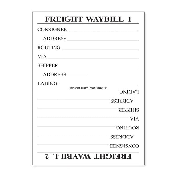Car Routing System Waybills, Pad of 100