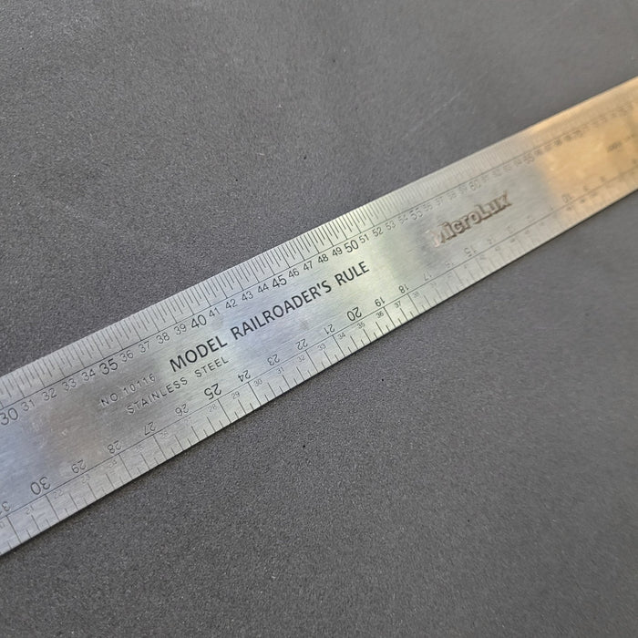 MicroLux® 12 Inch Stainless Steel Model Railroader's Rule (for N, HO, S and O Scale)