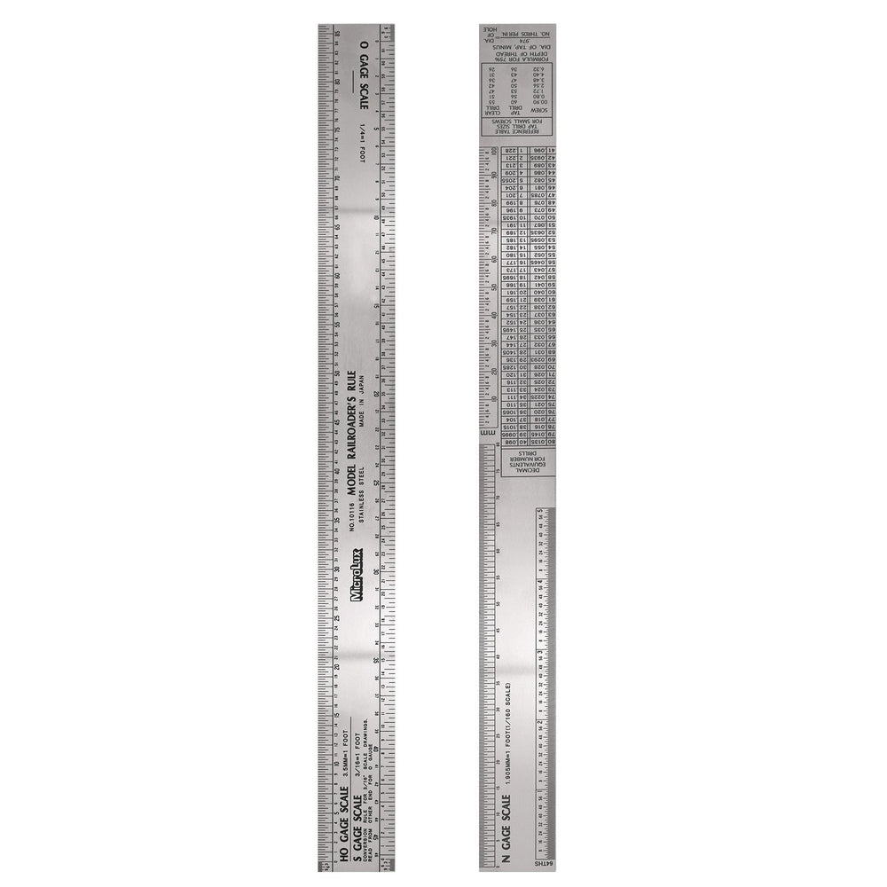 MicroLux® 12 Inch Stainless Steel Model Railroader's Rule (for N, HO, S and O Scale)