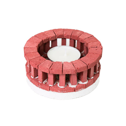 Real Brick Mini Round Fireplace Kit, Red Brown