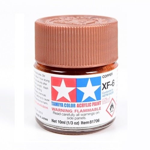 Tamiya Acrylic XF-6 Copper Paint 23ml Bottles - Box of 6