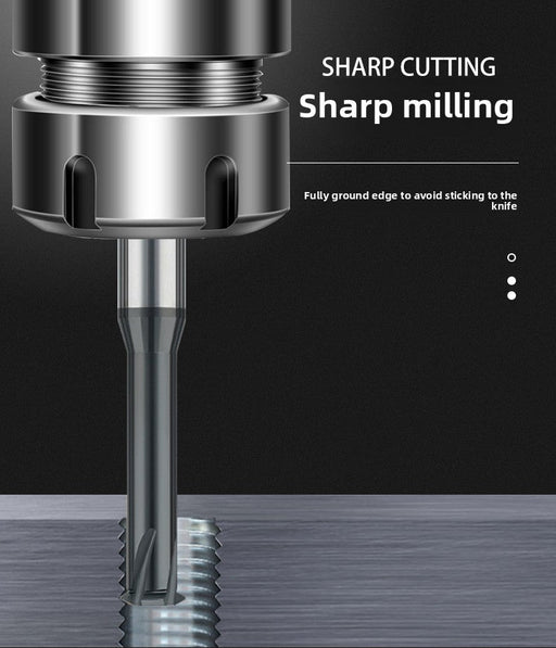 Tungsten Carbide Single Tooth Spiral Milling Cutter 60degree CNC Tool Thread End Mill Router Bits M3 M4 M5 M6 M8 M10