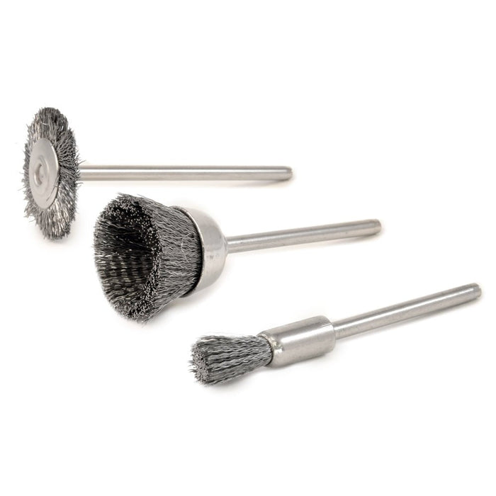 MicroLux Wire Brushes, Set of 3, 3/32" Shanks