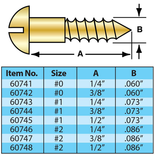 Miniature Wood Screws #2 x 3/8 Package of 40