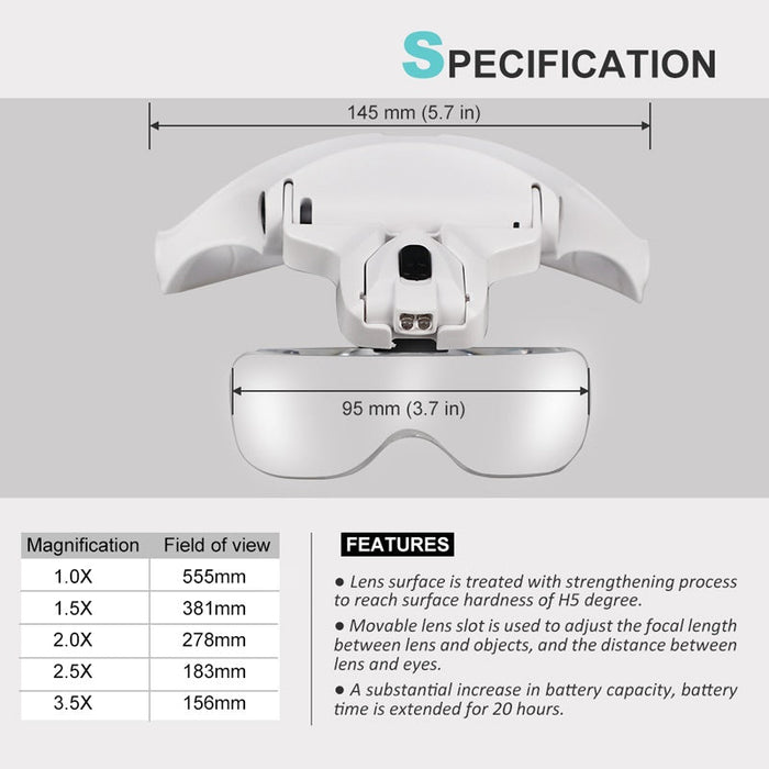 Zoom Hands-Free Magnifier with LED Light